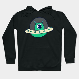 Alien Coming In Their HFO - Funny Alien Art In Pastel Green Hoodie